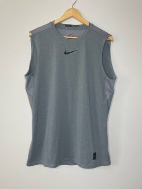 Nike Pro Men's Sleeveless Gray Dri-Fit Tank Top